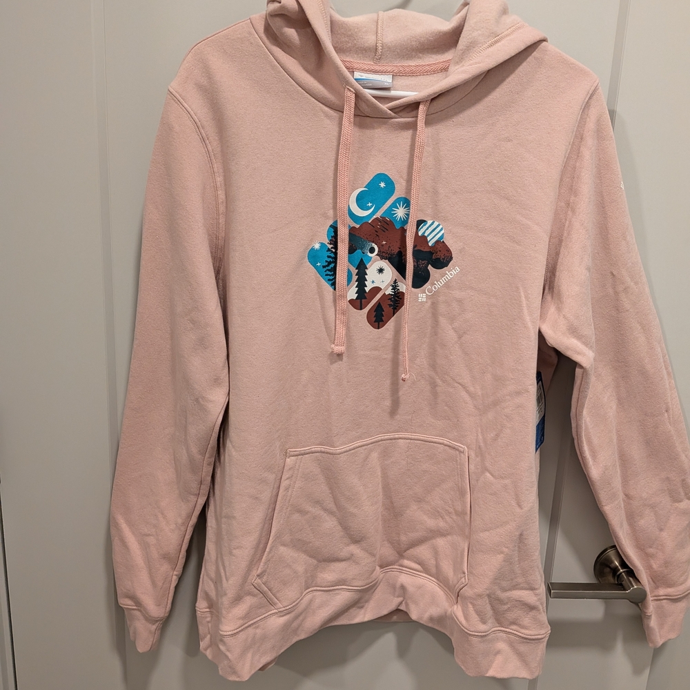 Columbia Pink Hoodie with Graphic Design